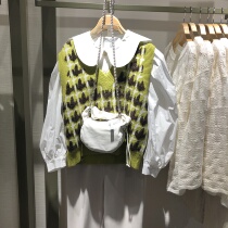 URUC spring and autumn sweet knit top with v-neck sweater waistcoat women's vest YU38R9AN2000