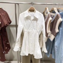 UR BMHMZA Womens Spring New lapel waist white fishtail shirt dress WH10S7AN2011