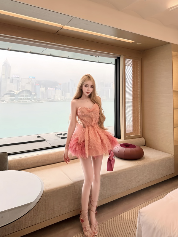 Ubb Same Style European and American Niche Design Sequin Feather Strapless Tutu Skirt Birthday Mini Dress Fairy Dress Dress