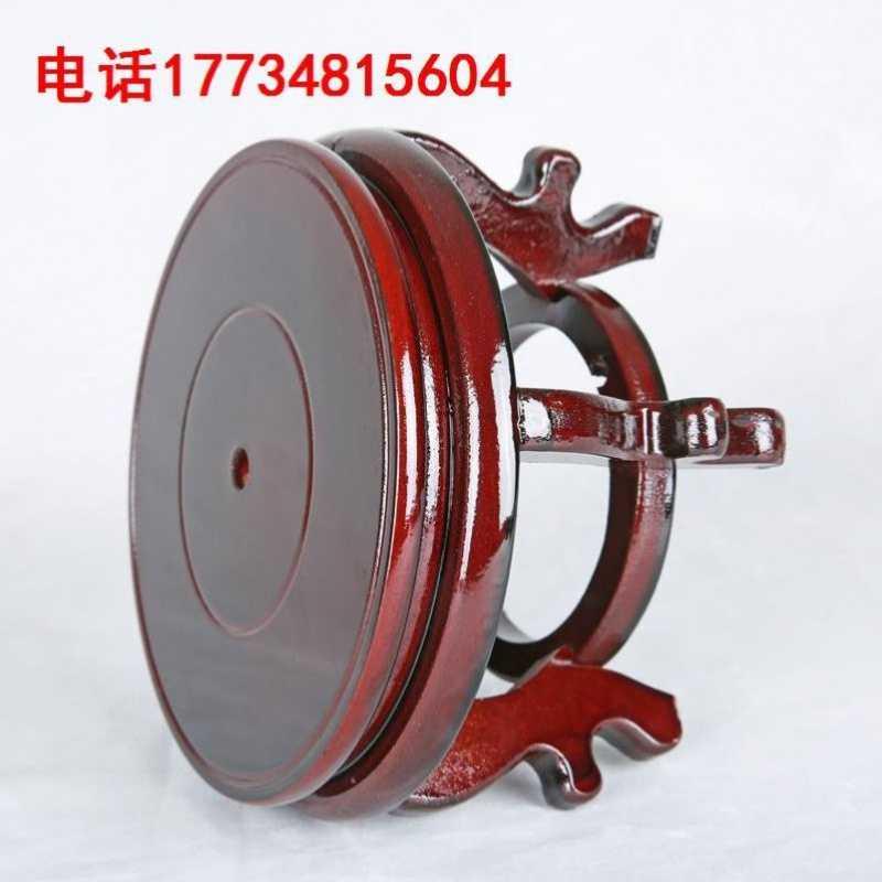 Large size bonsai seat cushion bottom heightening wooden round solid wood wood seat incense stove flower pot base wood depository dish to play