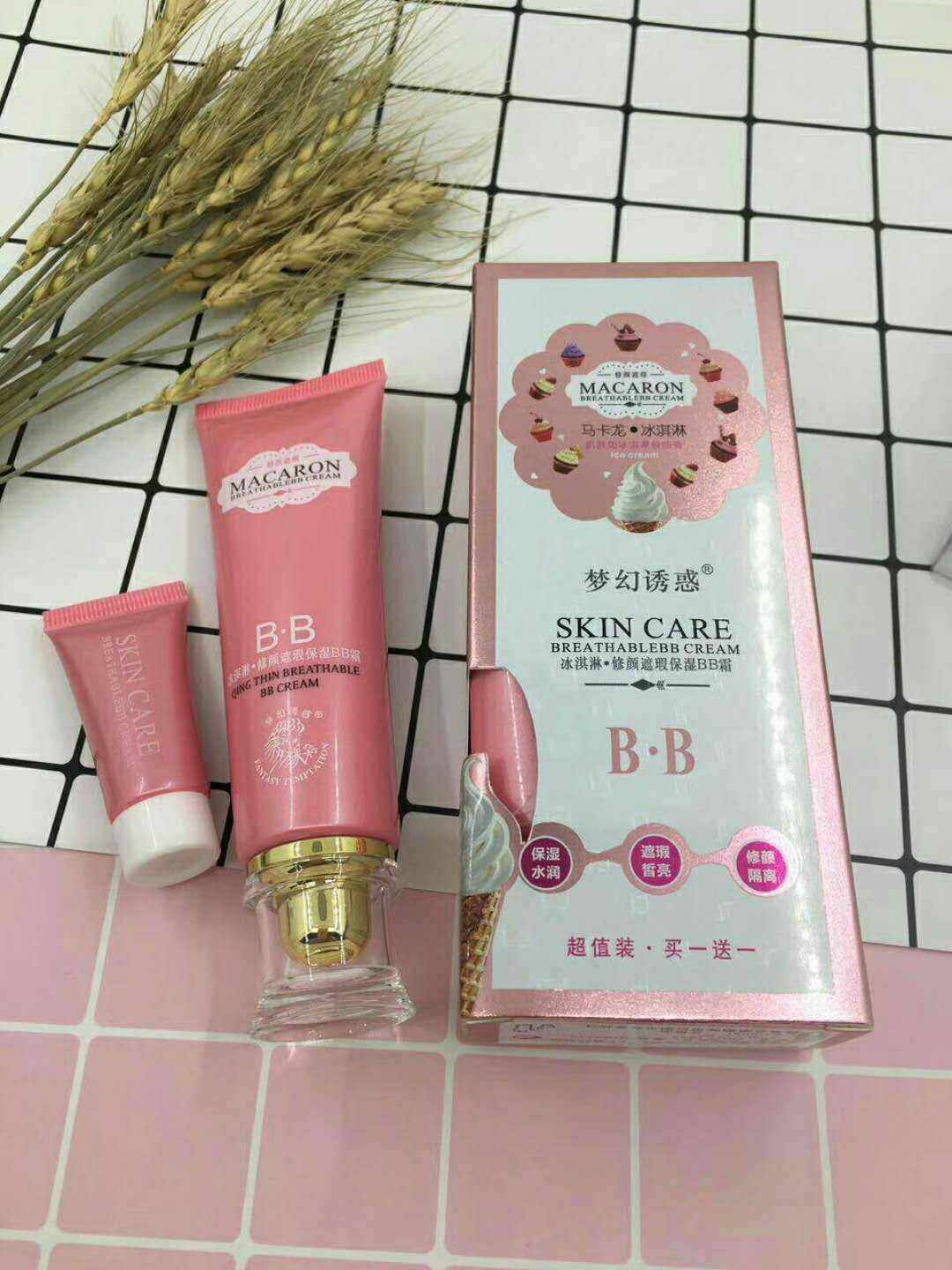 Dream Temptation Macaron Ice Cream: Concealer Moisturizing BB Cream 50g Free Sample 4 Colors]