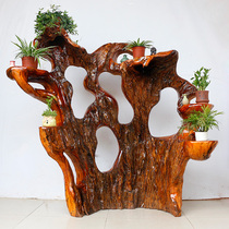 Log root carved flower shelf natural tree root bonsai frame solid wood natural flower shelf fragrant camphor wood floor balcony HX2245