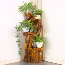 Root carving flower frame solid wood tree root bonsai frame natural wood root fragrant camphor wood TV living-room flower pot frame tree head HR2503