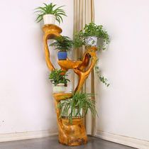 Root carving flower frame solid wood tree root bonsai frame natural wood root fragrant camphor wood log pendulum pieces living-room flower pots stand H2234