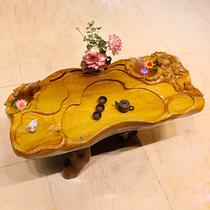 Root carving tea table golden nanmu tea table tree root tea Sea solid wood coffee table Wood tea table and chair combination table MH3309