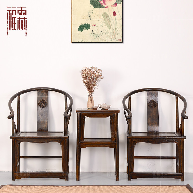 Chinese Antique Furniture Circle Chair Carved Chair Book Dining Chair Office Chair Computer Chair Old Armchair Surrounding Chair Decoration