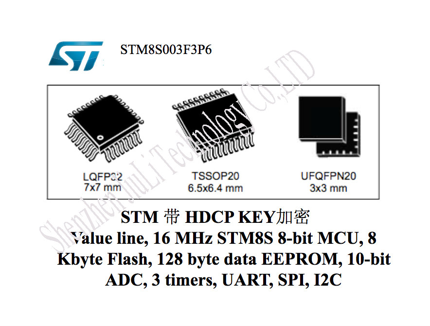 STM8S003F3P6 single wafer with HDCP KEY encryption pack burn up 5 bookings