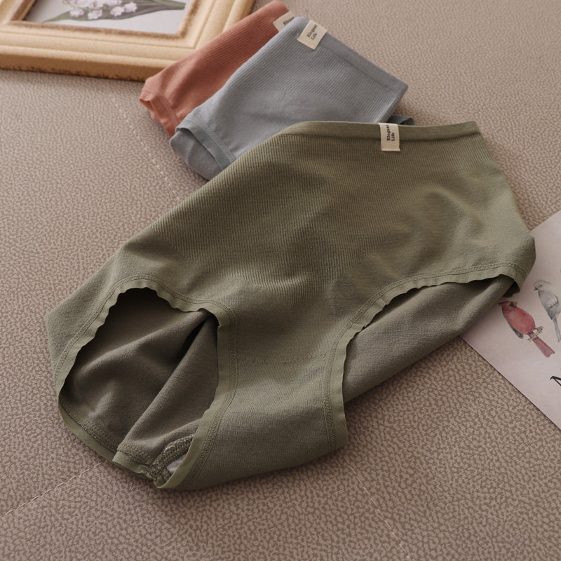 There are clouds vintage color soft high quality panties women's medium high waist cotton file large size belly hip briefs