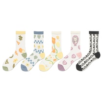 棉花精神精神玻璃丝袜子女中筒袜夏季薄款ins潮条纹透明乐福