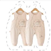 Baby conjoined pants thickened open gear cotton pants female baby pants warm in autumn and winter