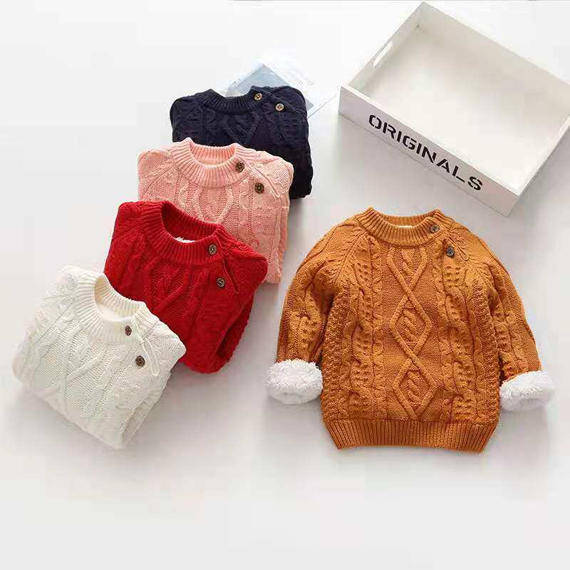 Baby sweater plus thick autumn and winter knitting one-year-old baby baby child