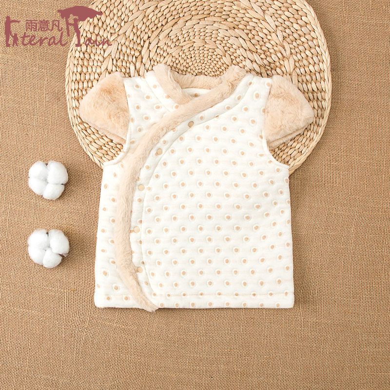 Baby waistcoat spring autumn winter clip cotton warm cotton vest female baby Canshoulder thickened newborn waistcoat dress outside the ocean