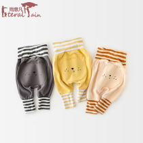  Baby pants spring and autumn thin outer wear foreign style infant high waist belly pants female male baby big pp butt pants