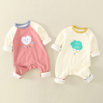  Baby one-piece double-layer cotton spring clothes Autumn clothes Spring and autumn clothes inside and outside clothes women and men baby clothes