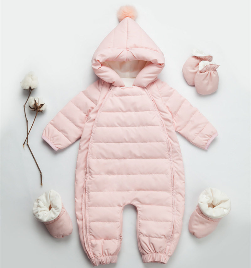 White duck down with feet down jacket jumpsuit autumn and winter thin and warm female baby boy baby out hugging clothes