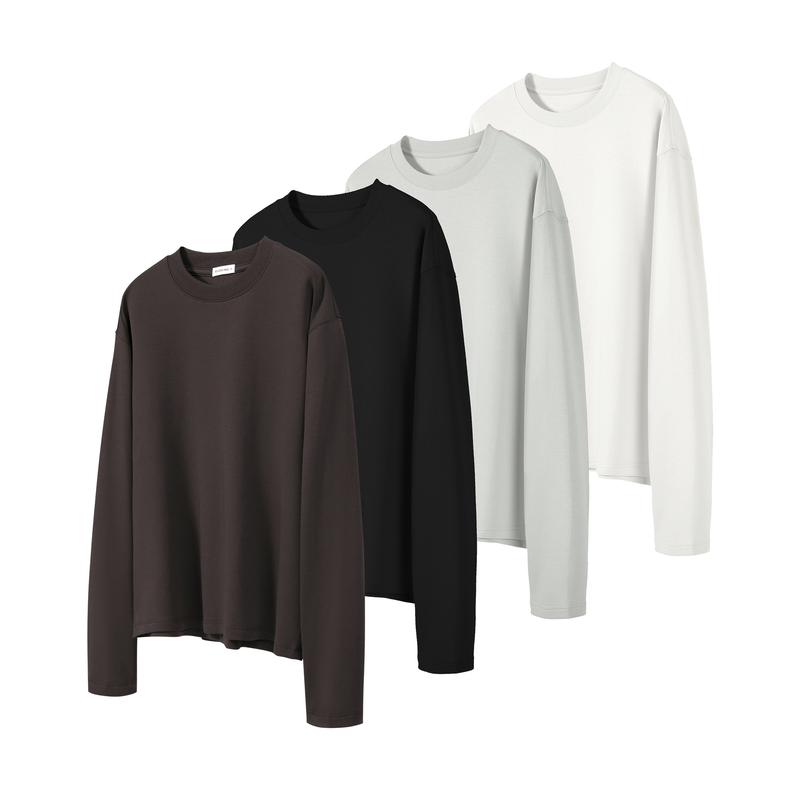 〔Zun〕 Smooth Imported Lenzing Modal Air Layer Base Long-Sleeve Casual T-Shirt for Spring and Summer, Unisex
