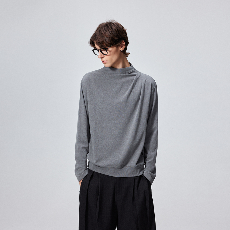Dongjie Elegant High Collar Smart T-Shirt for Men, Suitable as an Inner Layer