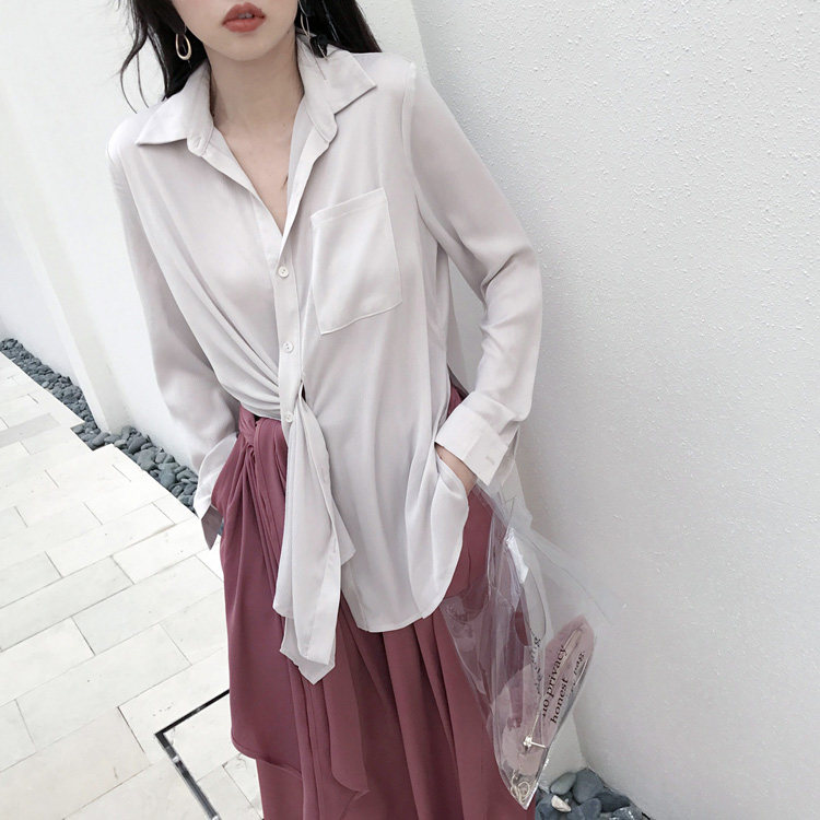 (LAMBO exclusive@t) Import Dark Creep Satin 2 way wear a chic design shirt