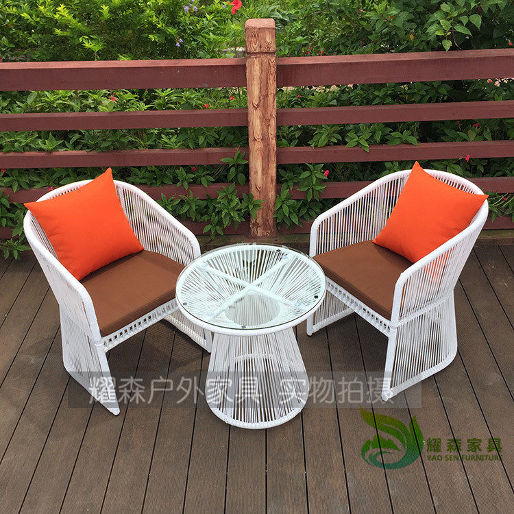 Rattan chair three-piece combination simple balcony courtyard rattan table and chair five-piece creative outdoor cafe rattan chair
