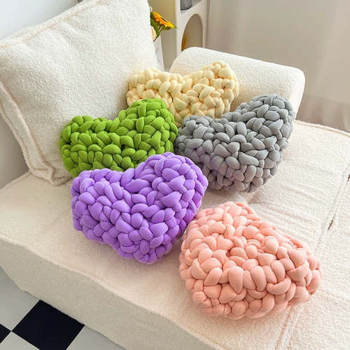 Плетеная подушка в форме сердца, диван, DIY, скандинавский стиль