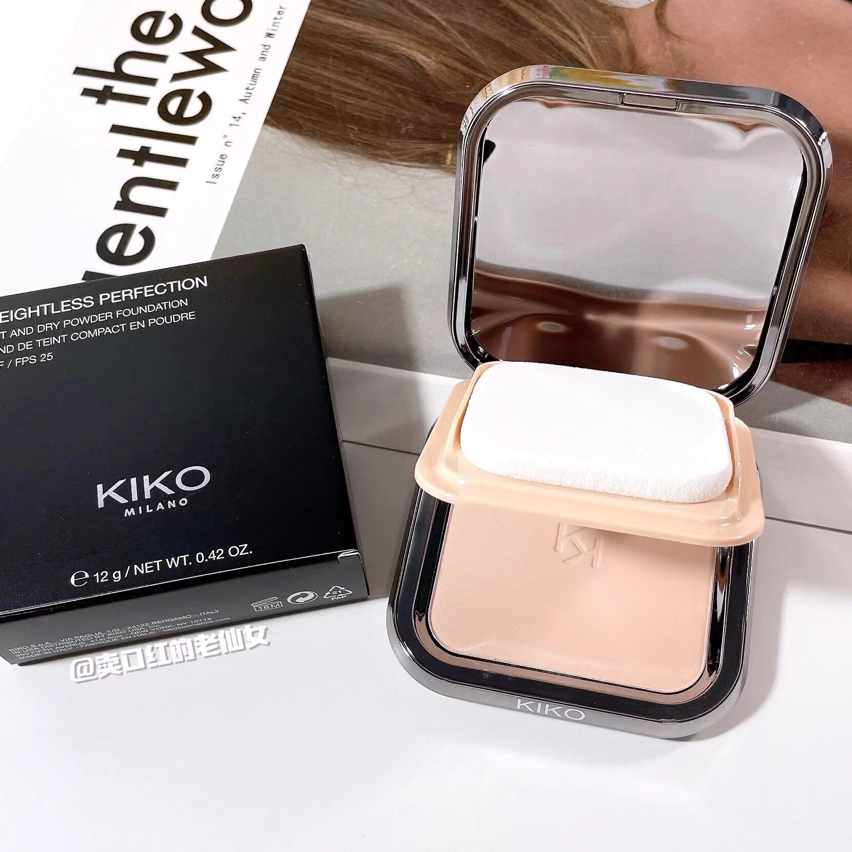 (fan price 119) spot KIKO dry and wet dual-use powder cake matte makeup touch-up makeup lasting sunscreen SPF25