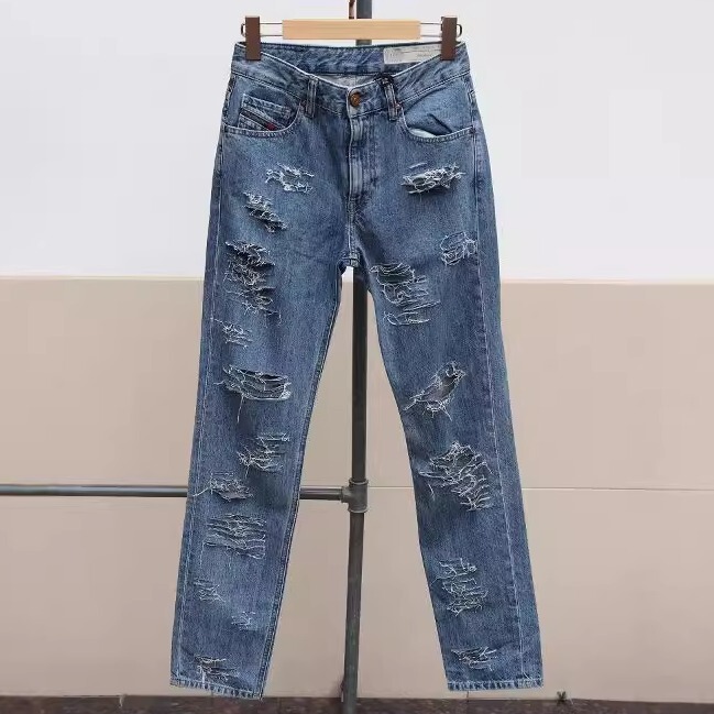 Diesel Women's Straight-Cut Ripped Jeans Diesel Women's Straight-Cut Ripped Jeans