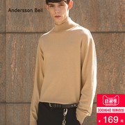 Andersson Bell mùa đông mới màu rắn nửa cổ áo cổ áo len mỏng len đáy vài áo len