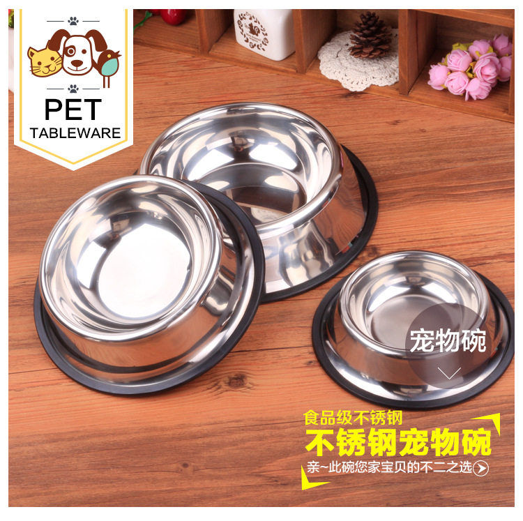 Dogs bowls dogs Basins Stainless Steel Anti-Slip Pet Bowls Dog Rice Bowls Teddy Gold Wool Cat Pet Supplies