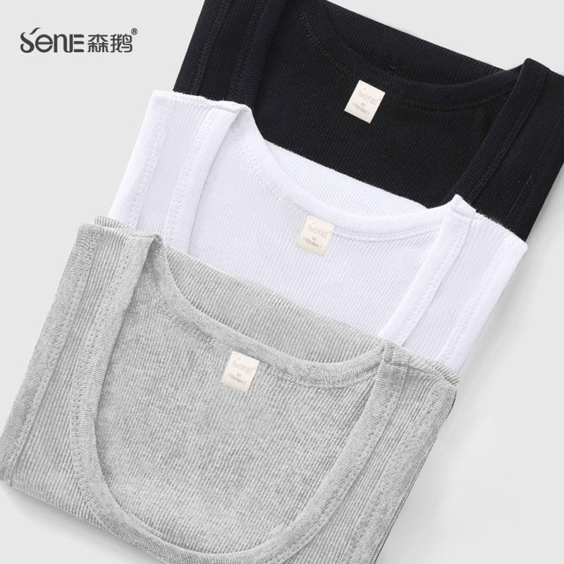Sen goose pure cotton vest men sports fitness hundred and loose black corrugated tight blouse old shirt
