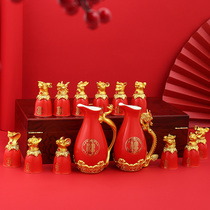 Chinese retro Chinese zodiac liquor set household spirits cup ceramic jug wine divider drinking cup