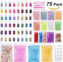 slime set 75pack foam ball flat bead sequin flash powder too