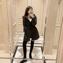 Rubbit winter new products rarely warm and thin white velvet feather jacket strapped with a long 2 color