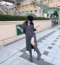 Rubbit Chic2021 Winter New Temperature Ash - long coat warm double - button coat