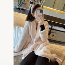 Rubbit 2020 winter let you at home make-up good color white baby powder warm nightgown pajamas pajamas women