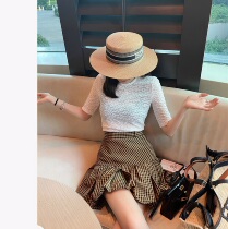Rubbit2021 summer new sexy imported lace flower T slim slim thin knitted top women