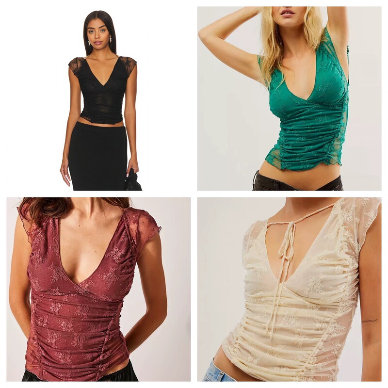 [Official Authentic Product] Free People Fashion Niche Hot Girl Sexy Pure Desire Lace Trim Tank Top