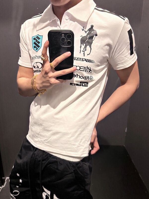 "Ueshima" F1 Racing American-Style Polo Shirt Breathable Slim-Fit Printed Short-Sleeved Men's Loose Casual Short-Sleeved T-Shirt