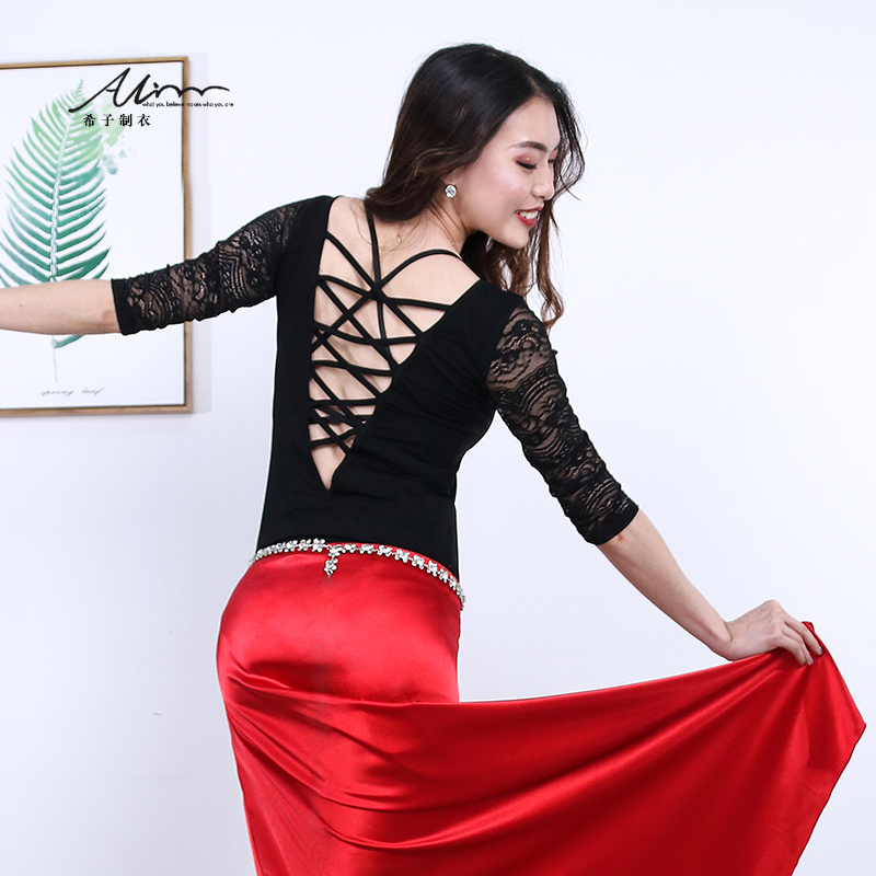 Xizijia belly dance 2021 new sexy beauty back tops one-piece dance vest Modal mesh gauze practice suit