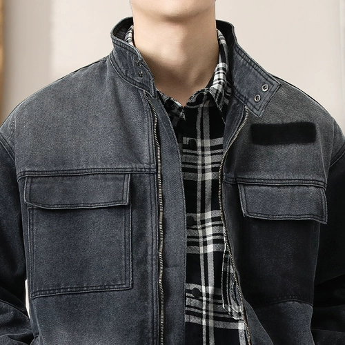 Джинсовая куртка, короткое мужское термобелье для отдыха, изысканный стиль, подходит для подростков, осенняя, оверсайз