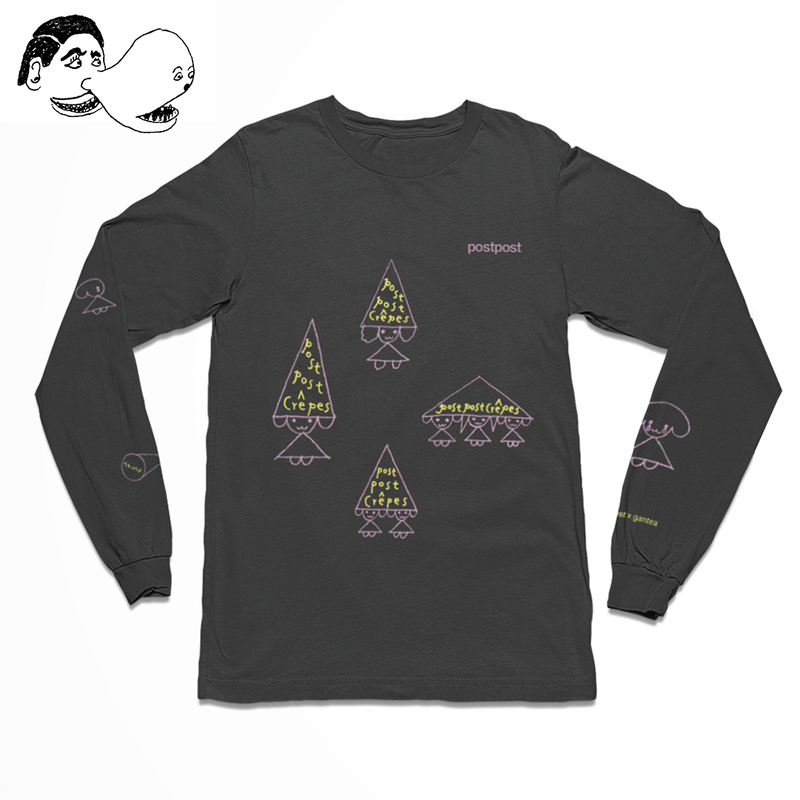 Postpost X Gantea Puppy under the Triangular Eaves Printed Long-Sleeved Gray T-Shirt Postpost X Gantea Puppy under the Triangular Eaves Printed Long-Sleeved Gray T-Shirt