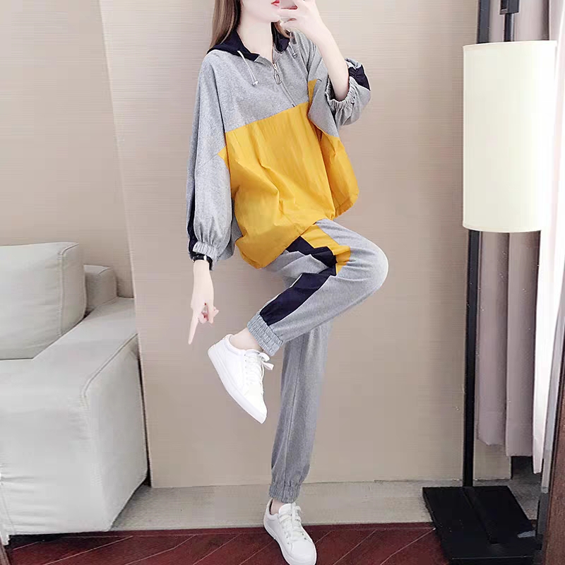Casual Sports Suit Women 2022 Chunqiu New Korean version loose with great size pure cotton temperament Chaochio Eurostock