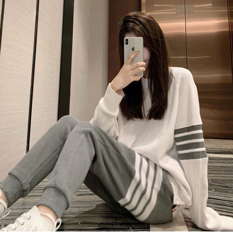 Casual Sports Suit Women Spring Autumn Style 2022 New Fashion Tide Cards Easy pure cotton Dancing sweatshirt Two sets of women