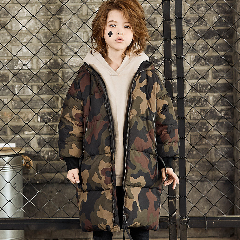 Boys Down Jacket Men's Middle School Long Edition Anti-Season Girls Sports Style Children's Children's Winter Foreign Style Children's Wear Coat