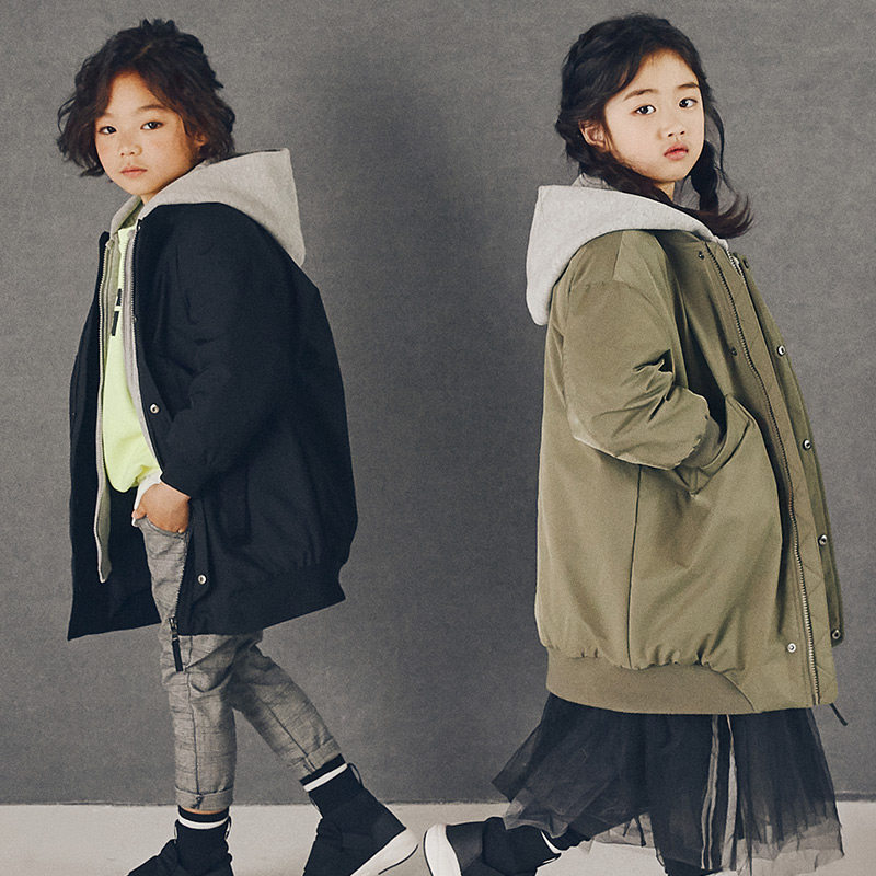 Xin Bell Children's down clothes in the middle of the long version Anti-Ji boys girls CUHK Loose Clothing Hat Winter Coat