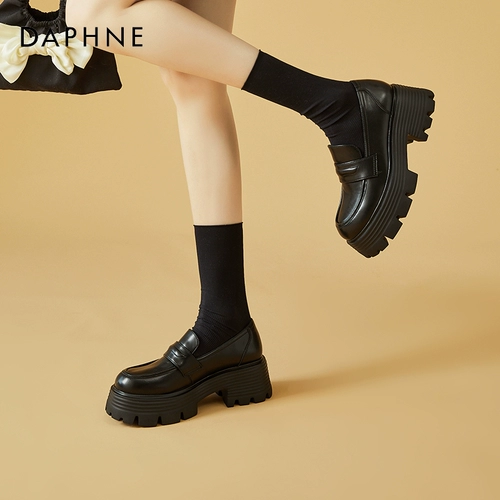 Лоферы на платформе, флисовая обувь в английском стиле для кожаной обуви, 2024 года, в британском стиле, из натуральной кожи