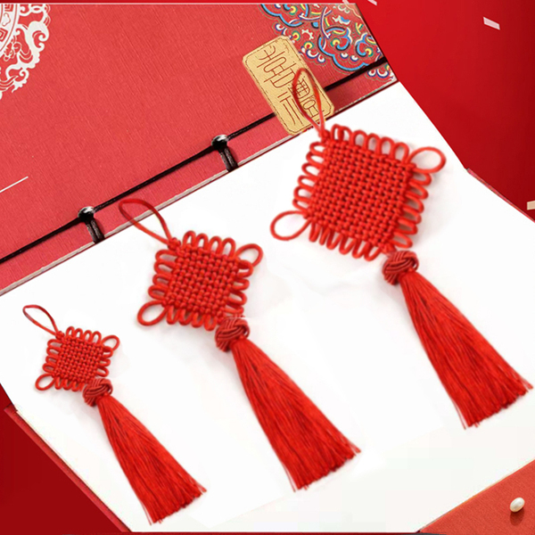 Red Hand-Woven Chinese Knot Small Size Home New Year Decoration Hanging Ornament Craft Festive Gift Heart Knot