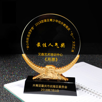 Crystal trophy Custom Great Wall medal Authorized card Discharged Retired Mementos Employee member memorabilia