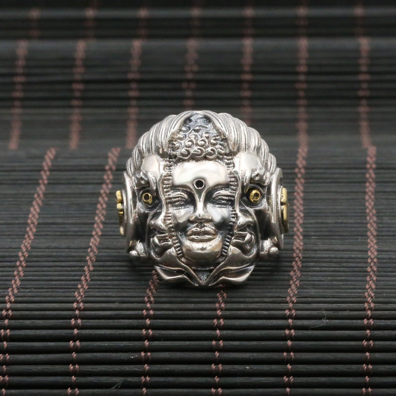 Factory supply S925 pure silver ornament fashion ethnic wind with a barking man breaking the magic and blurring the ring