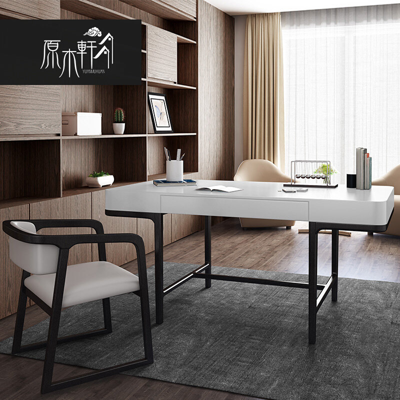 Italian light luxury simple home desk bedroom modern minimalist small desktop computer table integrated storage table and chairs