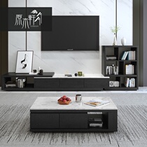 Marble coffee table TV cabinet combination modern simple small apartment household living room Nordic rock board coffee table TV cabinet